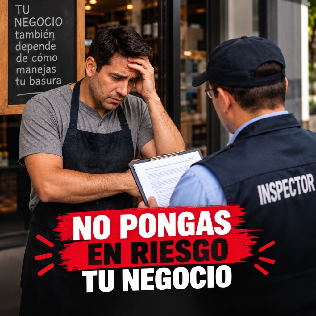 Inspector de limpia y comerciante en un local de Monterrey: sin contrato de recolección de Gambi hay multa y riesgo de cierre
